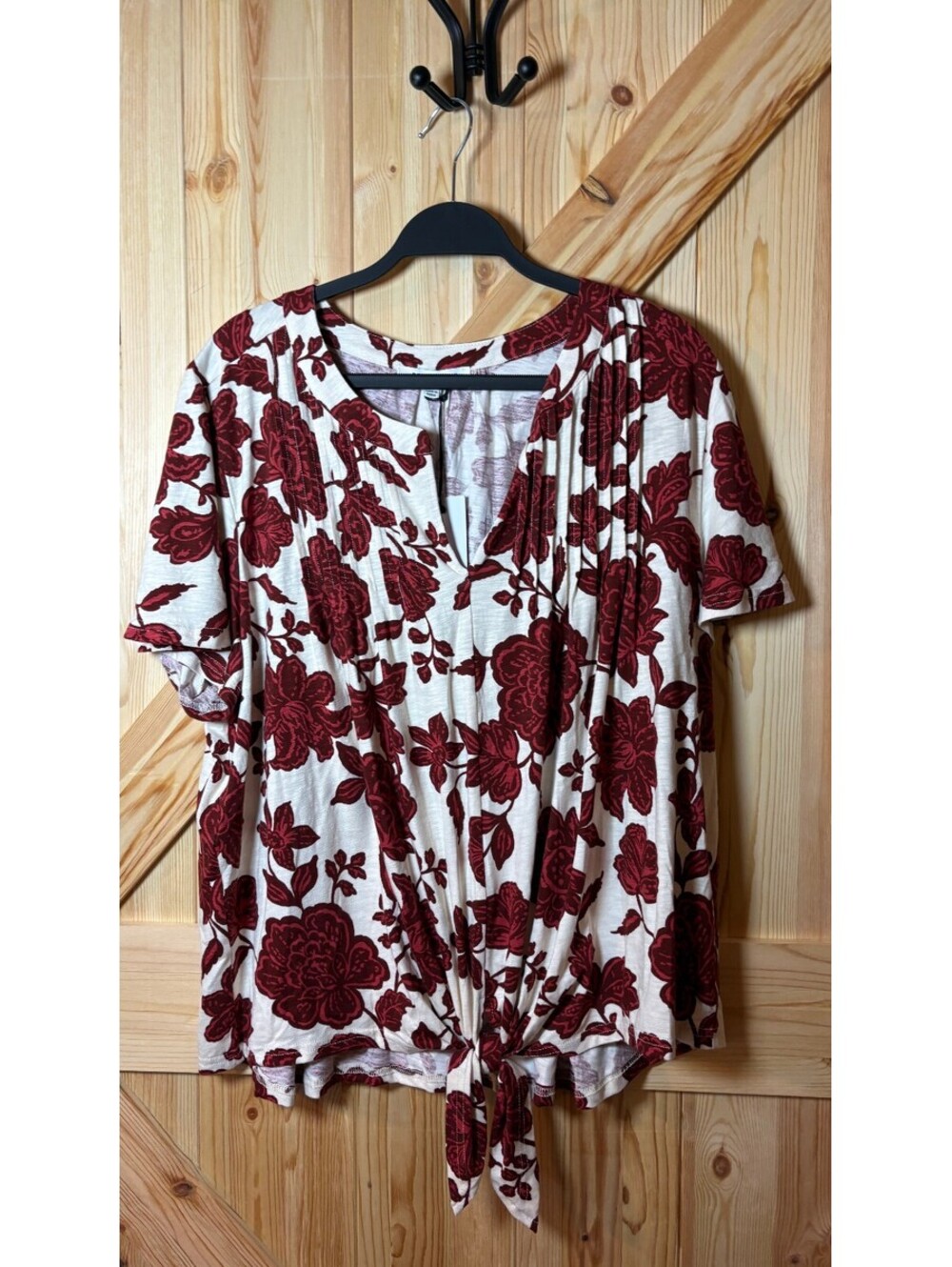 Rose+Olive Women's Floral Print Tie-Front Blouse Size 3X NWT
